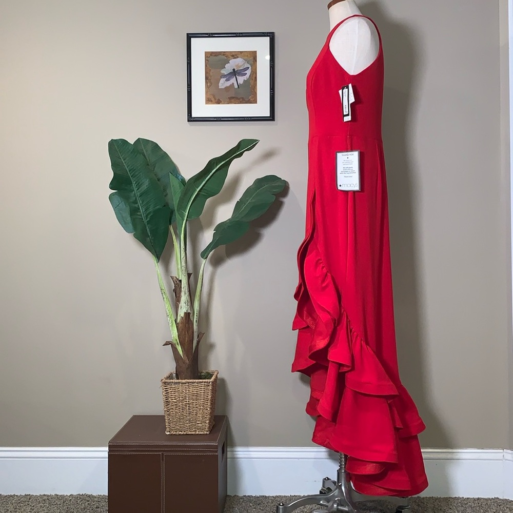 Betsy & Adam Red Ruffle Gown - Picture 6 of 16